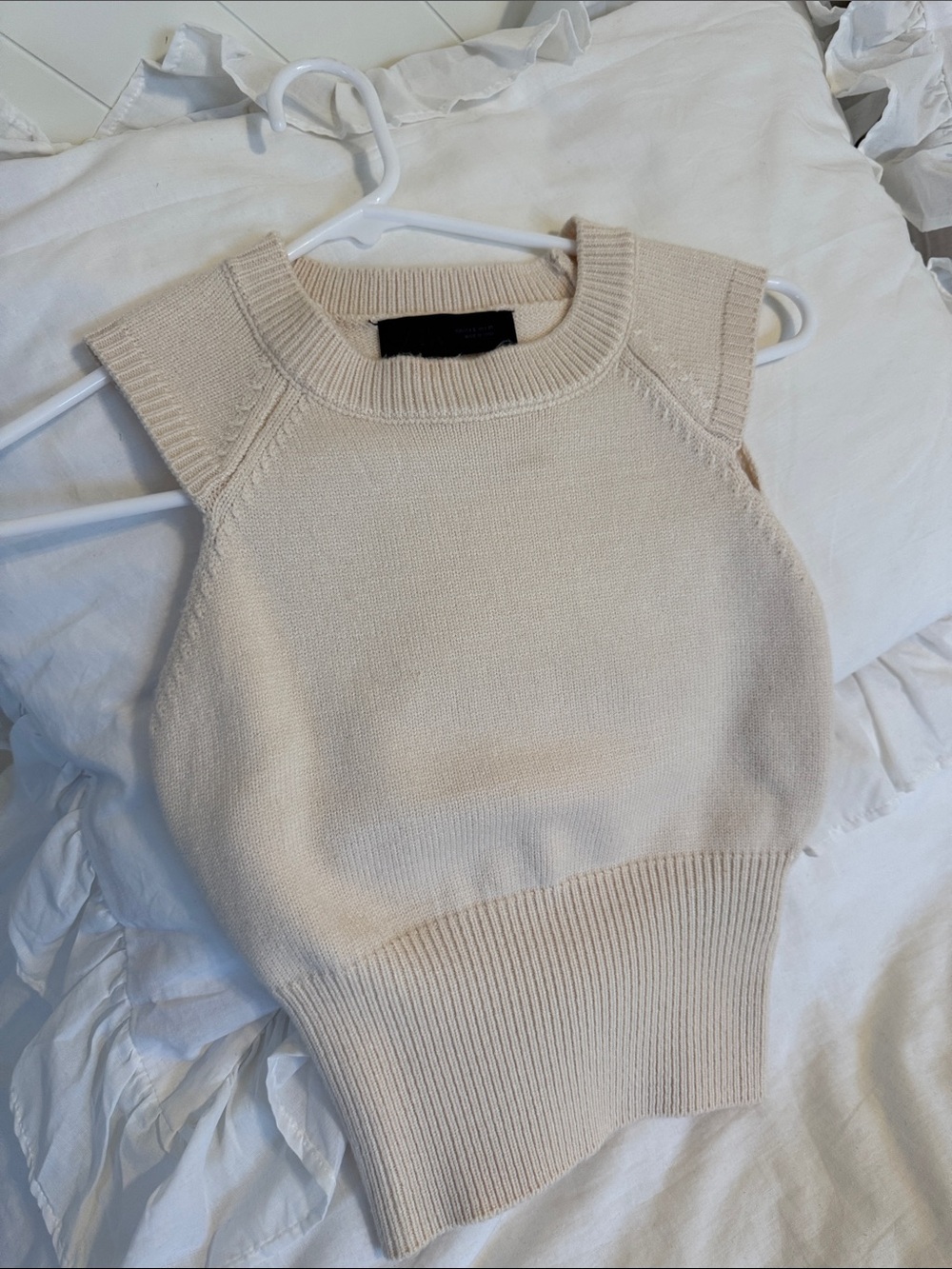 Zara Sleeveless Knit Tank Sweater - Cream